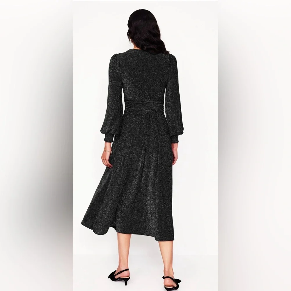 Boden Daphne Metallic Midi Dress in Black - Picture 4 of 12